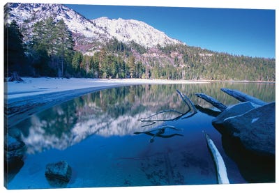 Tranquil Winter Bay Scene, Emerald Bay, Lake Tahoe, California Canvas Art Print - Lake Tahoe Art