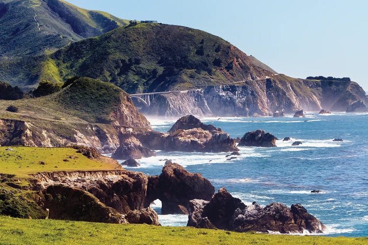 Route 1 Coastal Highway At Rocky Creek, Big Sur, California by George Oze wall art