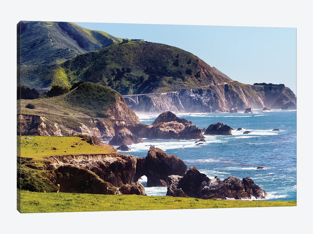 Route 1 Coastal Highway At Rocky Creek, Big Sur, California by George Oze 1-piece Canvas Art
