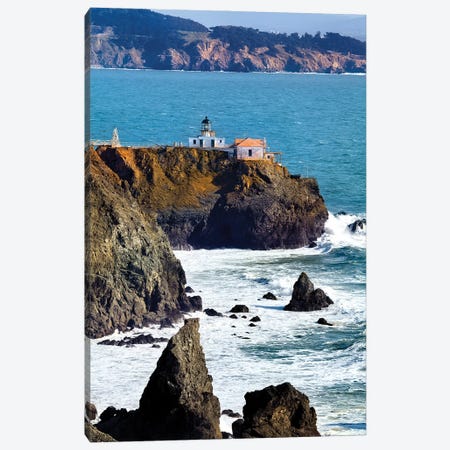 Point Bonita Lighthouse On A Cliff, San Francisco Bay, California Canvas Print #GOZ368} by George Oze Canvas Artwork