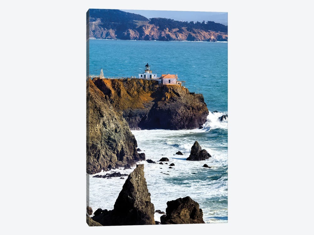 Point Bonita Lighthouse On A Cliff, San Francisco Bay, California by George Oze 1-piece Art Print
