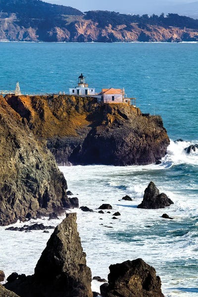 San Francisco: Point Bonita Lighthouse On A Cliff, San Francisco Bay, California by George Oze