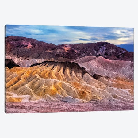 Eroded Mountains At Zabriskie Point, Detah Valle, California Canvas Print #GOZ369} by George Oze Canvas Art