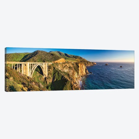 Big Sur Coast Panorama At The Bixby Creek Bridge, California Canvas Print #GOZ374} by George Oze Canvas Wall Art