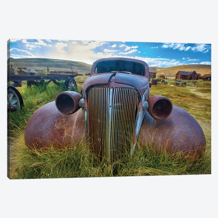 Old Car Rusting Away In A Ghost Town, Bodie, California Canvas Print #GOZ375} by George Oze Canvas Art
