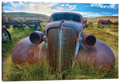 Old Car Rusting Away In A Ghost Town, Bodie, California Canvas Art Print - George Oze