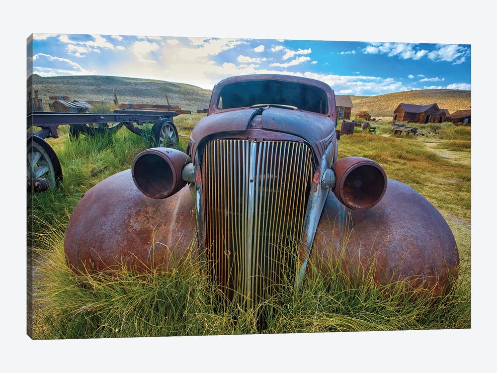 Old Car Rusting Away In A Ghost Town, Bodie, California by George Oze 1-piece Canvas Print
