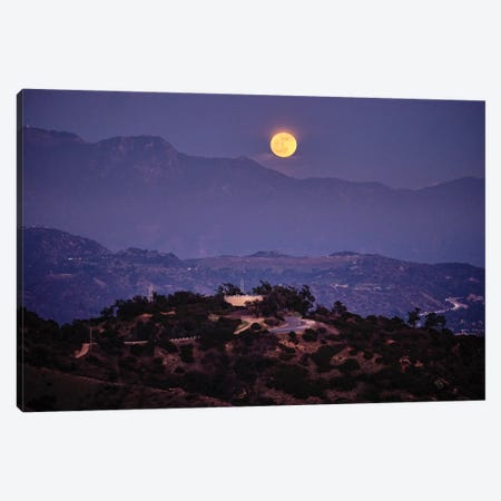 Moon Rise Over Griffith Park, Los Angeles, California Canvas Print #GOZ376} by George Oze Canvas Art
