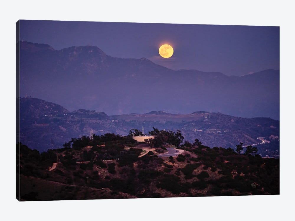 Moon Rise Over Griffith Park, Los Angeles, California by George Oze 1-piece Canvas Artwork