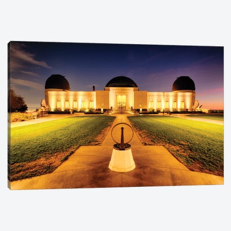 Griffith Observatory Lit Up At Night, Los Angeles, California Canvas Print #GOZ377} by George Oze Canvas Art