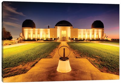 Griffith Observatory Lit Up At Night, Los Angeles, California Canvas Art Print - George Oze