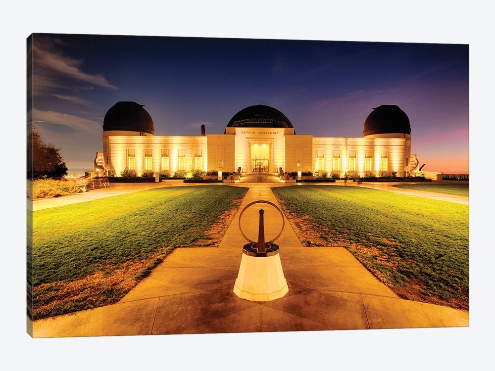 Griffith Observatory Lit Up At Night, Los Angeles, California by George Oze 1-piece Canvas Print