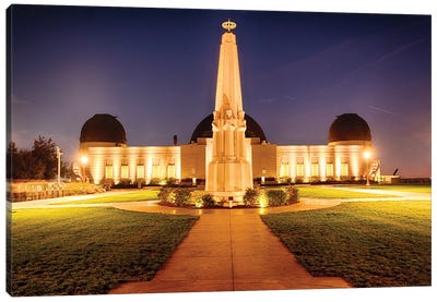 Griffith Observatory At Night, Los Angeles, California Canvas Art Print - George Oze