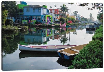 Tranquil Morning At The Venice Canal, Los Angeles Canvas Art Print - Los Angeles Art