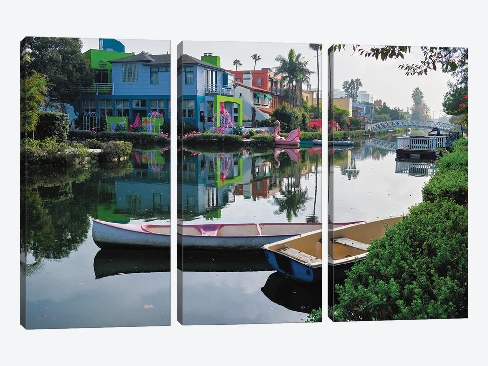 Tranquil Morning At The Venice Canal, Los Angeles by George Oze 3-piece Canvas Print