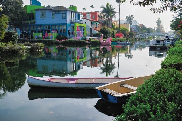 Rowboats: Tranquil Morning At The Venice Canal, Los Angeles by George Oze