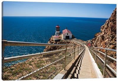 High Angle View Of The Point Reyes Lighthouse,California Canvas Art Print - Lighthouse Art