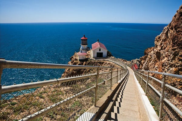 Staircases: High Angle View Of The Point Reyes Lighthouse,California by George Oze