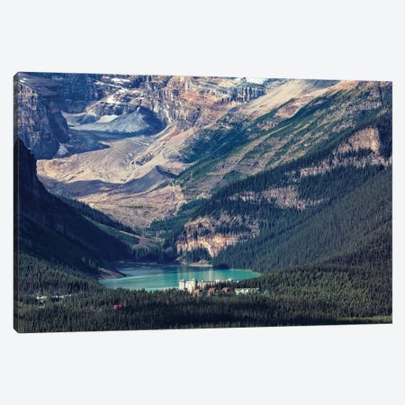 High Angle View Of The Chateau Lake Louise, Alberta, Canada Canvas Print #GOZ381} by George Oze Canvas Artwork