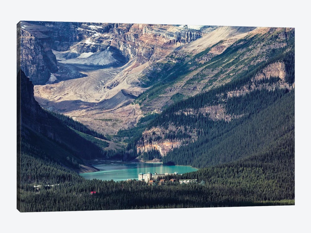 High Angle View Of The Chateau Lake Louise, Alberta, Canada by George Oze 1-piece Canvas Artwork