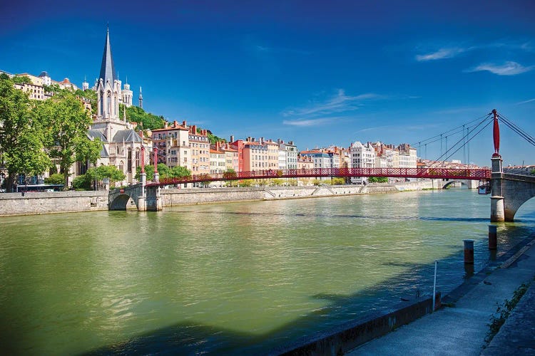 Footbridge Over The Saone River, Lyon, France by George Oze wall art