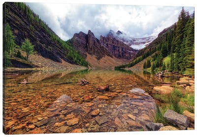 Tranquil View Of Lake Agnes, Banff National Park, Alberta, Canada Canvas Art Print - George Oze