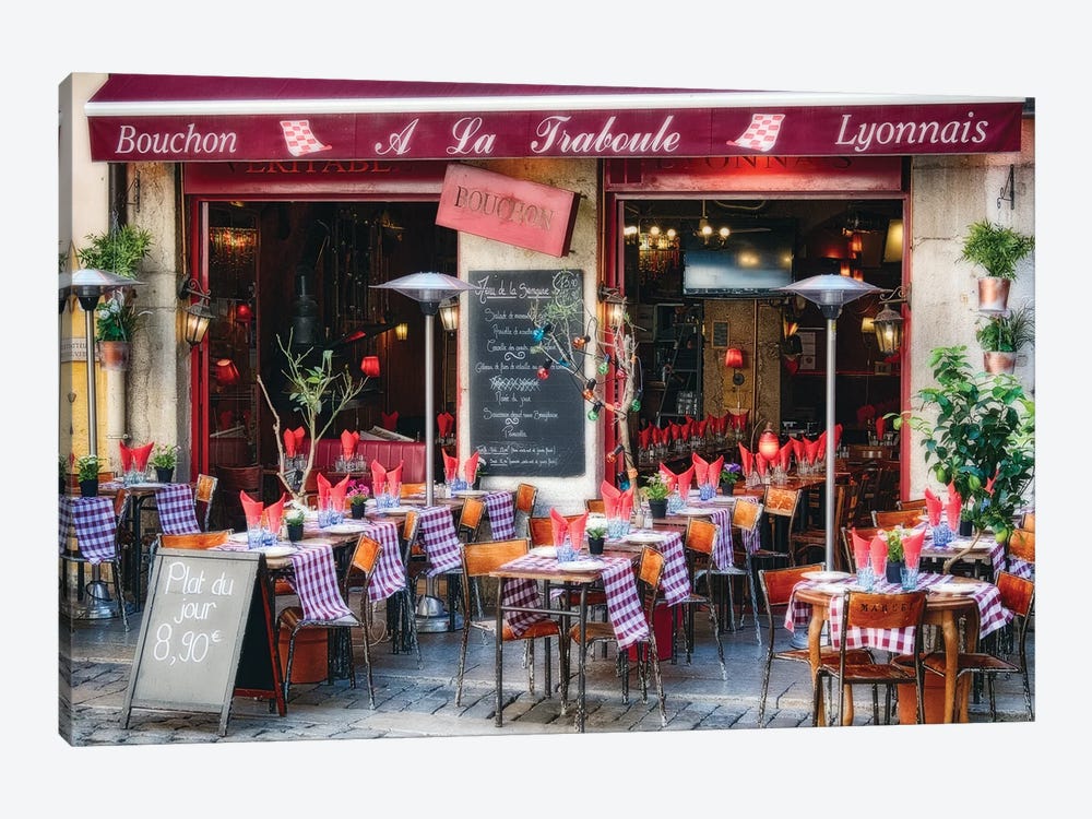 Bistro Open For Lunch, Lyon, France by George Oze 1-piece Canvas Wall Art
