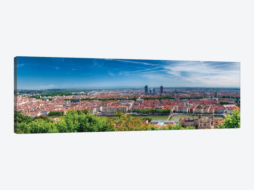 Panoramic View Of Lyon From The Fourvière Hill, France by George Oze 1-piece Canvas Wall Art
