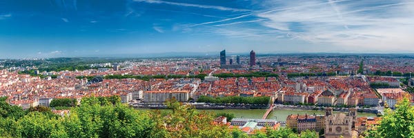 Auvergne-Rhône-Alpes: Panoramic View Of Lyon From The Fourvière Hill, France by George Oze