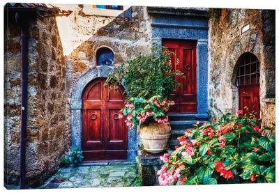 Classic House Entrance in Umbria, Italy Canvas Art Print - Door Art