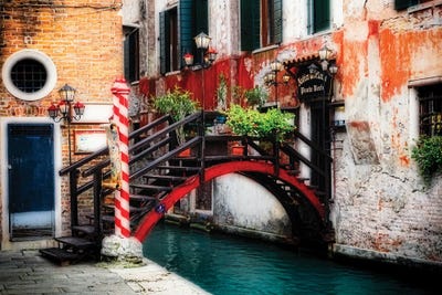 Little Bridge In Rialto, Venice, Veneto, Italy by George Oze art print