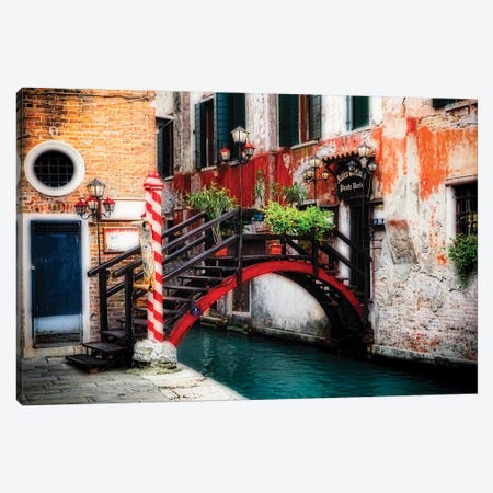 Little Bridge In Rialto, Venice, Veneto, Italy Canvas Print #GOZ403} by George Oze Canvas Print