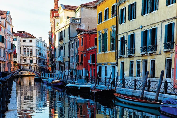 Colorful Houses Along A Canal Santa Croce, Venice Veneto, Italy