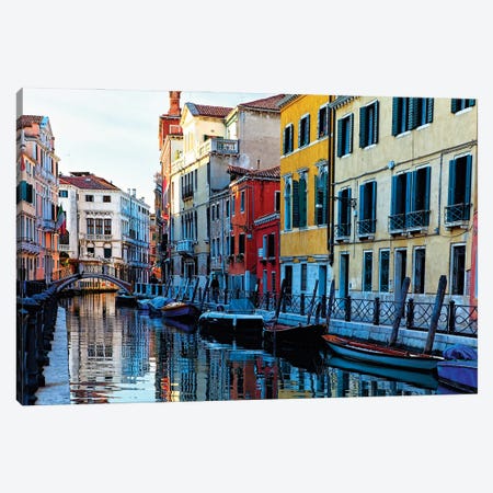Colorful Houses Along A Canal Santa Croce, Venice Veneto, Italy Canvas Print #GOZ405} by George Oze Canvas Artwork