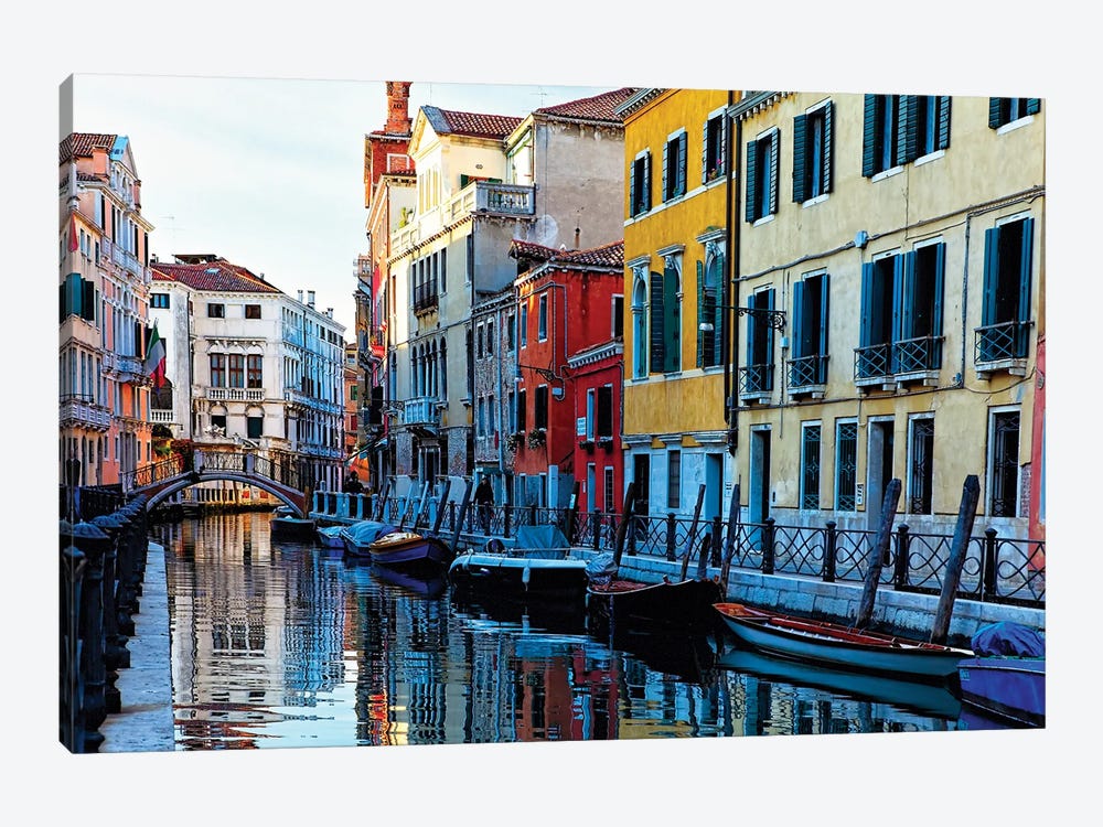 Colorful Houses Along A Canal Santa Croce, Venice Veneto, Italy by George Oze 1-piece Art Print
