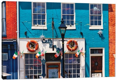Colorful Pub Front At Fell's Point , Baltimore, Maryland Canvas Art Print - George Oze
