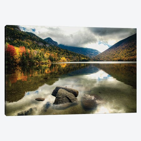 Pristine Mountain Lake During Fall Season, Echo Lake, Franconia, New Hampshire Canvas Print #GOZ408} by George Oze Art Print