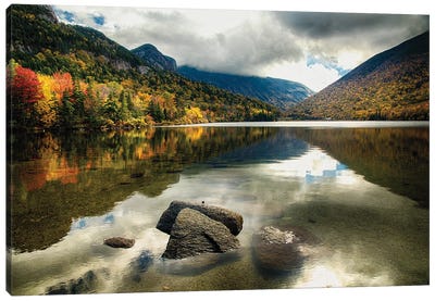 Pristine Mountain Lake During Fall Season, Echo Lake, Franconia, New Hampshire Canvas Art Print - New Hampshire