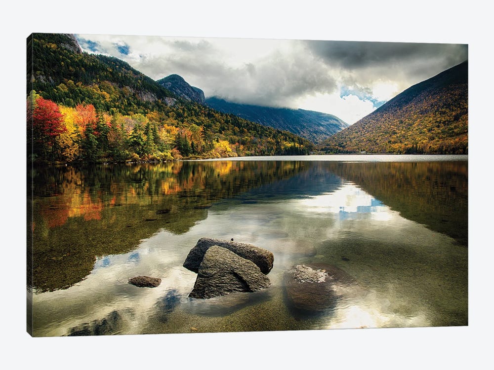 Pristine Mountain Lake During Fall Season, Echo Lake, Franconia, New Hampshire by George Oze 1-piece Canvas Artwork