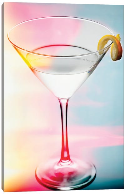 Glass of Martini with a Twist with Smooth Colors Canvas Art Print - Martini