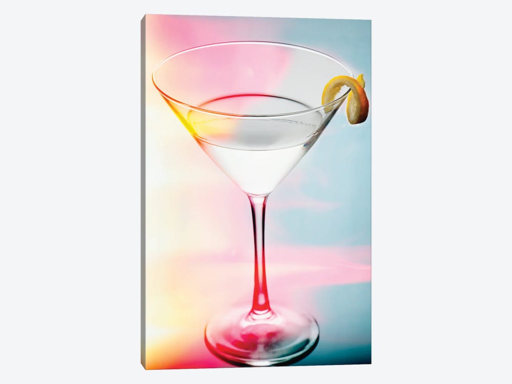 Glass of Martini with a Twist with Smooth Colors by George Oze 1-piece Canvas Art