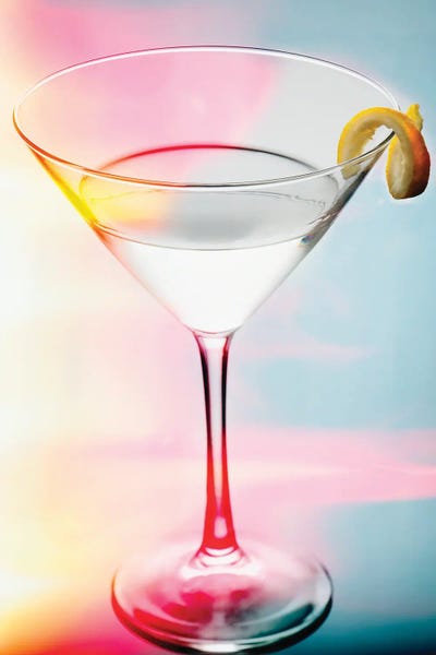 George Oze: Glass of Martini with a Twist with Smooth Colors by George Oze