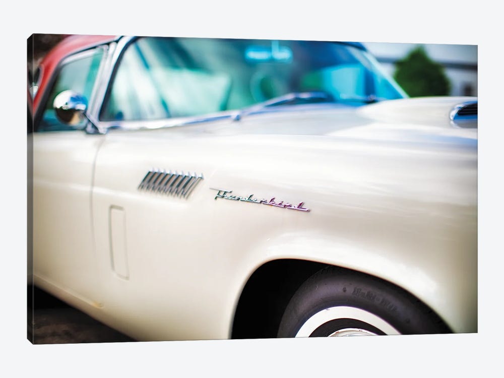 Fender with Scripts of a Classic Ford Thunderbird Automobile by George Oze 1-piece Canvas Art Print