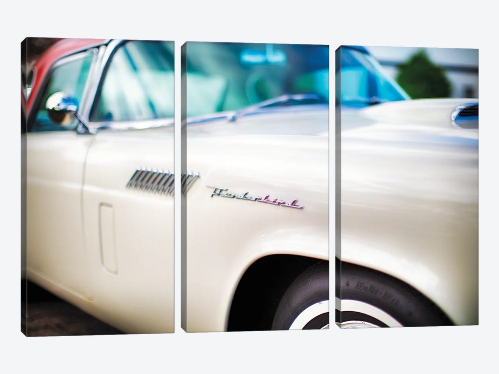 Fender with Scripts of a Classic Ford Thunderbird Automobile by George Oze 3-piece Canvas Print