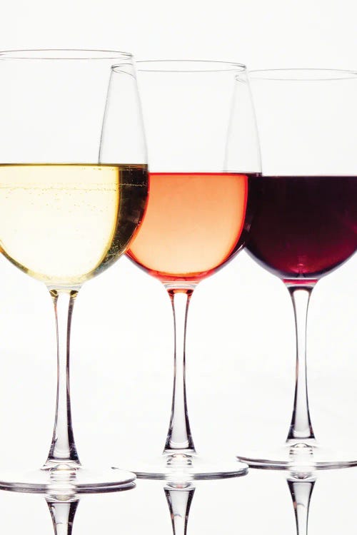 Three Glassess Of Different Wines by George Oze wall art