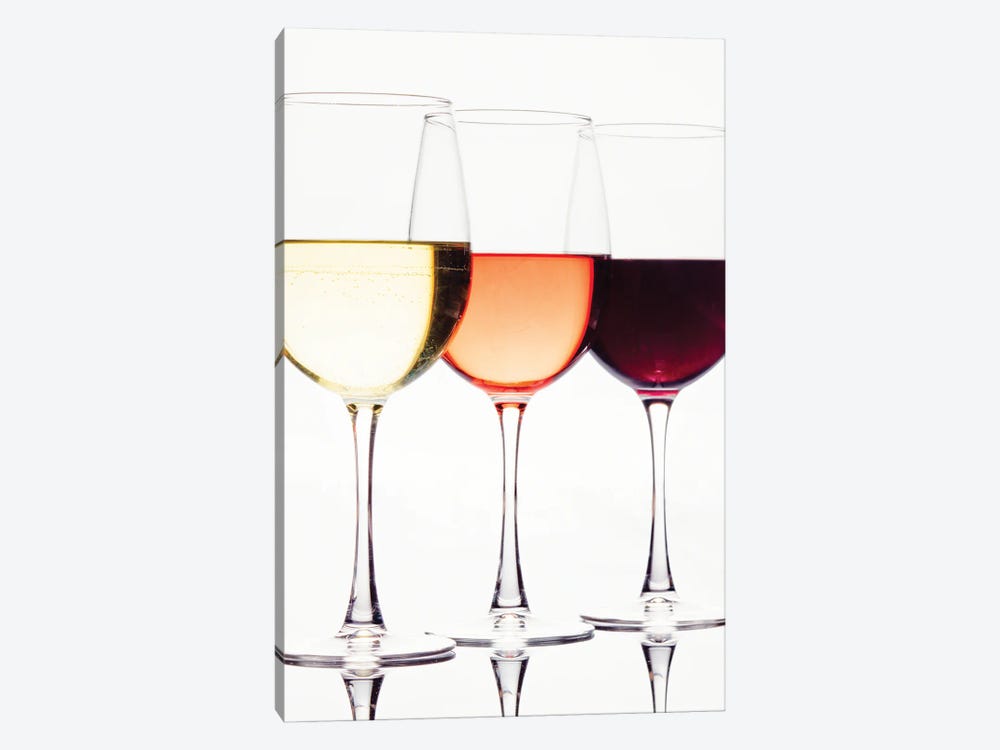 Three Glassess Of Different Wines by George Oze 1-piece Canvas Art
