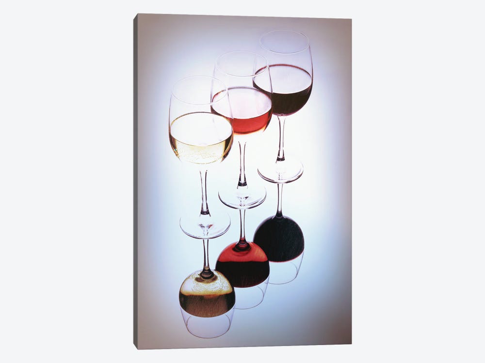 Three Glasses Of Wine, White, Rose And Red by George Oze 1-piece Canvas Art