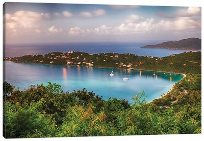 Magens Bay After Sunset Panoram, St Thomas Canvas Art Print - Sunrises & Sunsets Scenic Photography