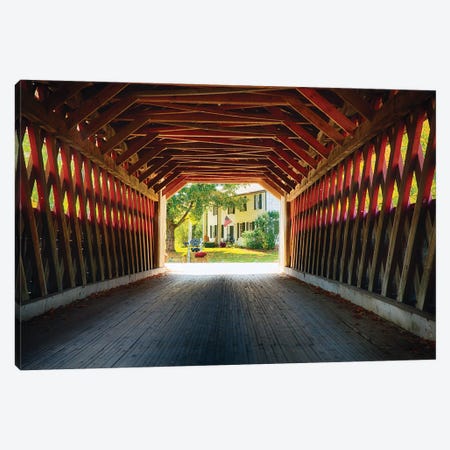 View Trough A Covered Bridge, North Bennington, Vermont Canvas Print #GOZ422} by George Oze Canvas Art Print