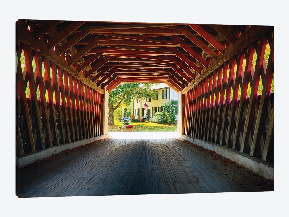 View Trough A Covered Bridge, North Bennington, Vermont by George Oze 1-piece Canvas Wall Art